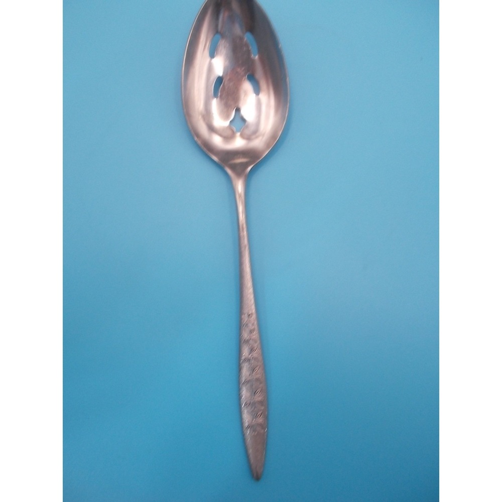 Vintage Nasco La Cascade Stainless Pierced Slotted Serving Spoon Japan Floral